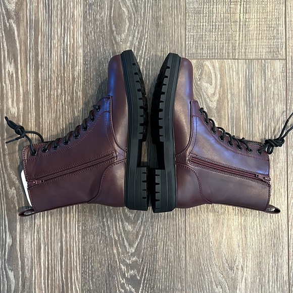 Burgundy Combat Boots - Picture 6 of 8